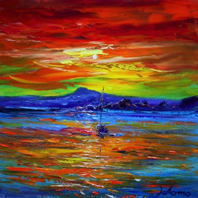 A Soft Sunrise Ben More and Iona 16x16